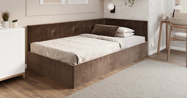 Postel EDDY 2 pro děti a mládež hnědá TRINITY 120x200 kovový zdvižný rošt
