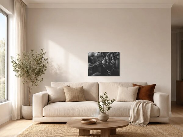 Prsty na strunách kytary – Jednodílný obraz, 60 × 40 cm