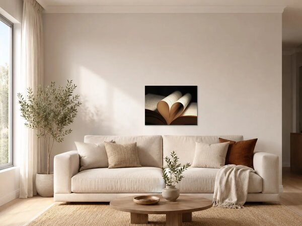 Srdce z otevřené knihy – Jednodílný obraz, 40 × 30 cm