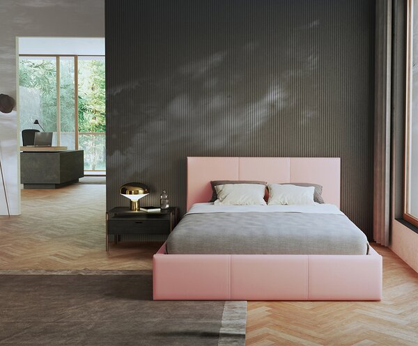 Čalouněná postel 140x200 cm VIP se zdvižným roštem RŮŽOVÁ