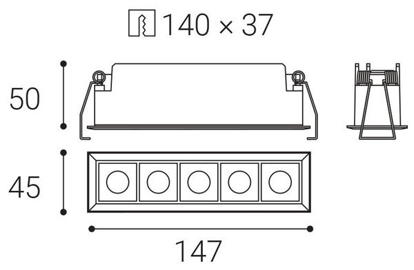LED2 2491353 LED2 Zápustné svítidlo LINEAR II 5, B 10W 3000K/3500K/4000K UGR černá - LED2 Lighting