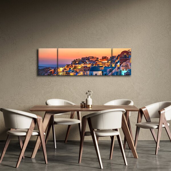 Obraz - Santorini při setmění (170x50 cm)