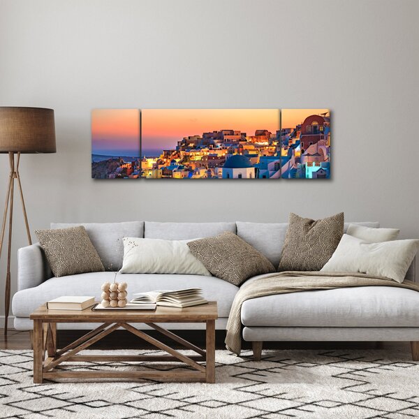 Obraz - Santorini při setmění (170x50 cm)