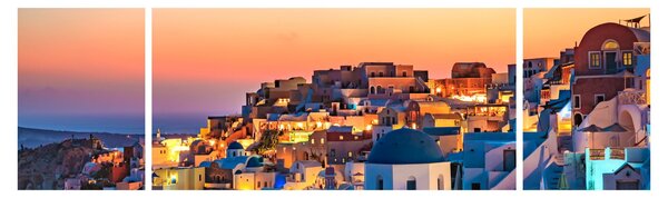 Obraz - Santorini při setmění (170x50 cm)