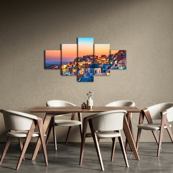 Obraz - Santorini při setmění (125x70 cm)