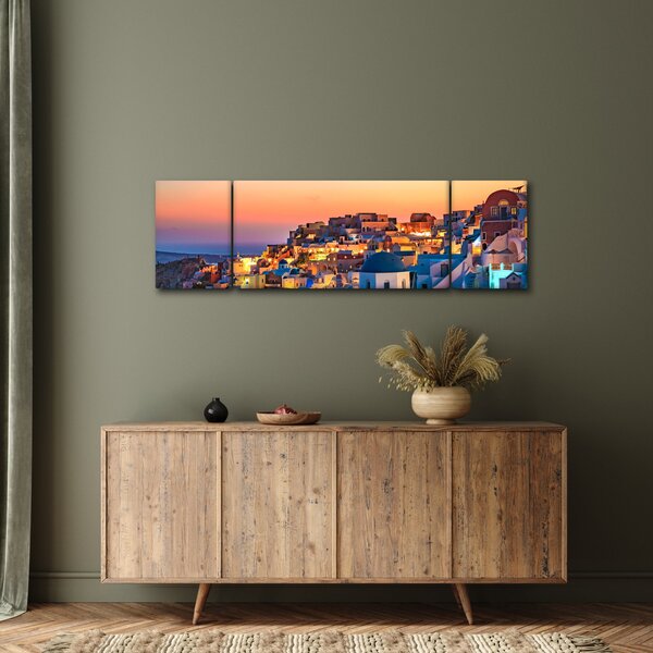 Obraz - Santorini při setmění (170x50 cm)
