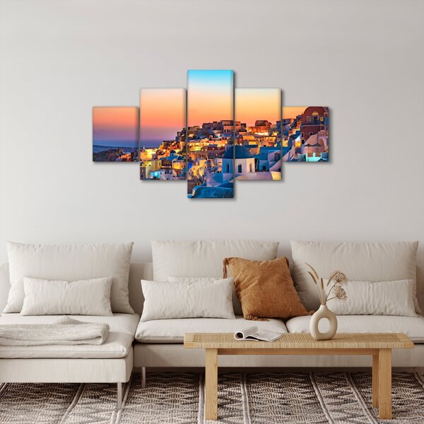 Obraz - Santorini při setmění (125x70 cm)