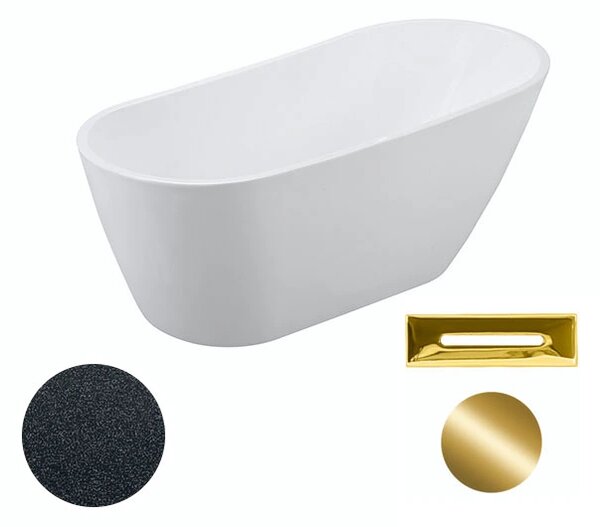 Besco Akrylátová volně stojící vana Melody Glam G 150x80 (170x80) Barva: Bílá/grafit, Rozměry (cm): 170x80, Typ a barva výpustě: Click-Clack s přepadem, bílá