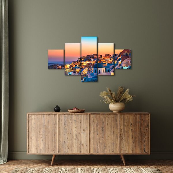 Obraz - Santorini při setmění (125x70 cm)