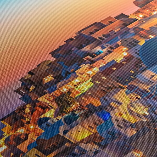 Obraz - Santorini při setmění (125x70 cm)