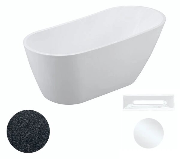 Besco Akrylátová volně stojící vana Melody Glam G 150x80 (170x80) Barva: Bílá/grafit, Rozměry (cm): 170x80, Typ a barva výpustě: Click-Clack s přepadem, bílá
