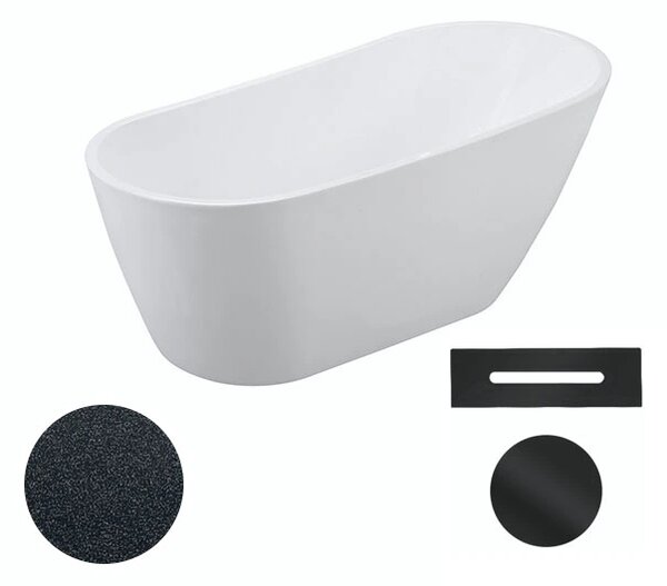 Besco Akrylátová volně stojící vana Melody Glam G 150x80 (170x80) Barva: Bílá/grafit, Rozměry (cm): 170x80, Typ a barva výpustě: Click-Clack s přepadem, bílá