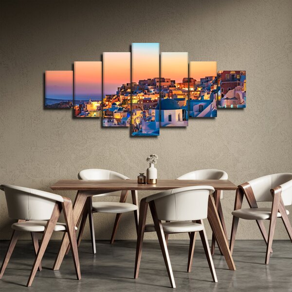 Obraz - Santorini při setmění (210x100 cm)
