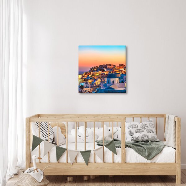 Obraz - Santorini při setmění (30x30 cm)