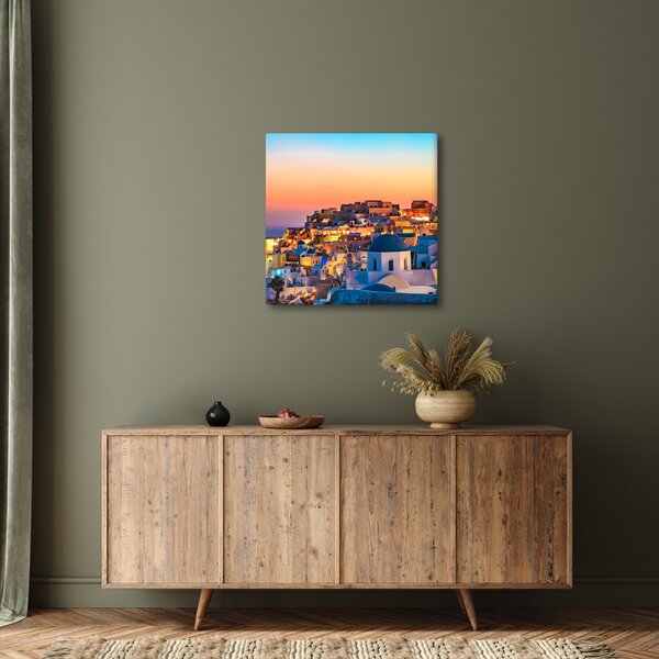 Obraz - Santorini při setmění (30x30 cm)