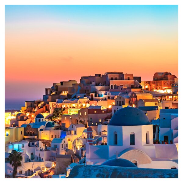 Obraz - Santorini při setmění (30x30 cm)