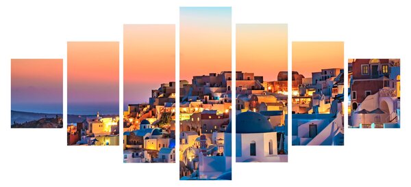 Obraz - Santorini při setmění (210x100 cm)