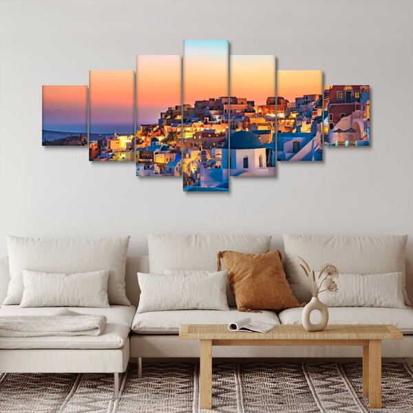 Obraz - Santorini při setmění (210x100 cm)