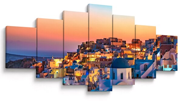 Obraz - Santorini při setmění (210x100 cm)