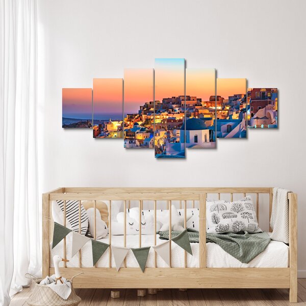 Obraz - Santorini při setmění (210x100 cm)