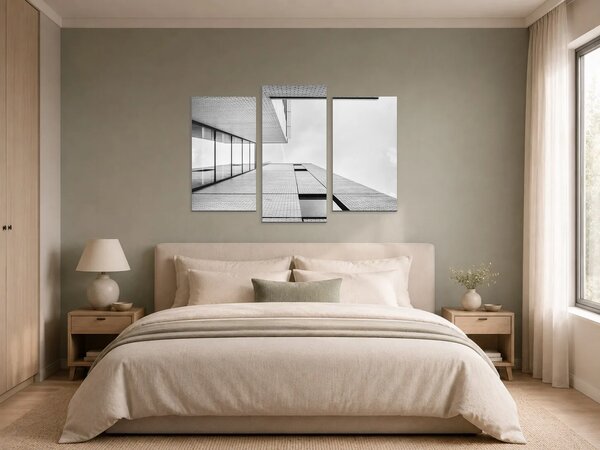 Geometrie moderní architektury – Třídílný obraz B, 90 × 60 cm