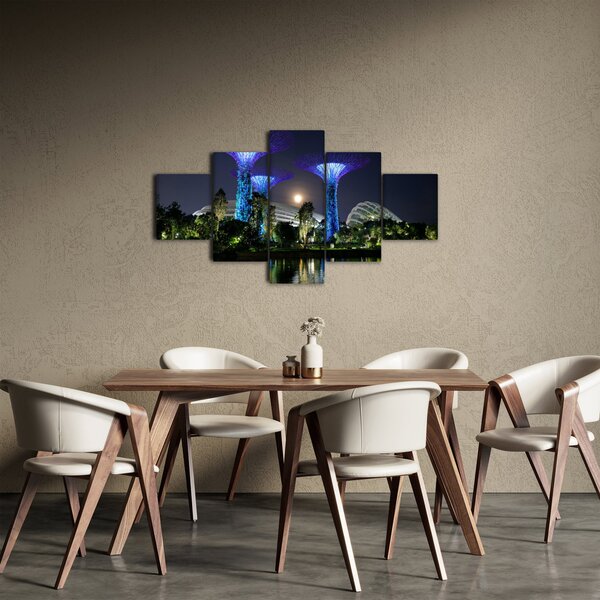 Obraz úplňku v Singapuských zahradách (125x70 cm)