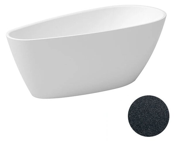 Besco Akrylátová volně stojící vana Goya A-line Glam G 160x73 (170x80) Barva: Bílá/grafit, Rozměry (cm): 160x73, Typ a barva výpustě: Click-Clack s přepadem, černá