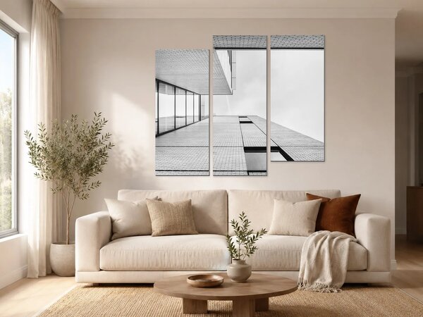 Geometrie moderní architektury – Třídílný obraz C, 120 × 100 cm