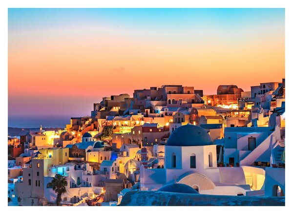 Obraz - Santorini při setmění (70x50 cm)