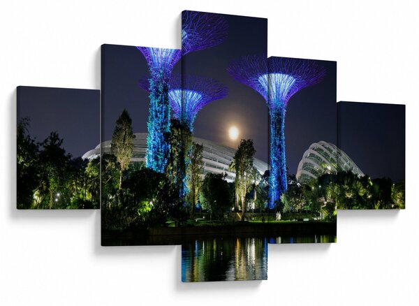 Obraz úplňku v Singapuských zahradách (125x70 cm)