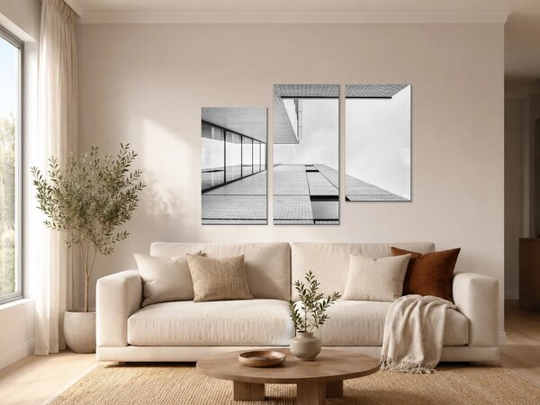 Geometrie moderní architektury – Třídílný obraz C, 90 × 60 cm