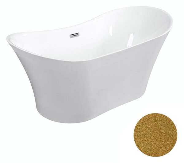 Besco Akrylátová volně stojící vana Amber Glam Z 170x80 Barva: Bílá/zlatá, Rozměry (cm): 170x80, Typ a barva výpustě: Click-Clack s přepadem, chrom