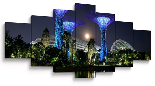 Obraz úplňku v Singapuských zahradách (210x100 cm)