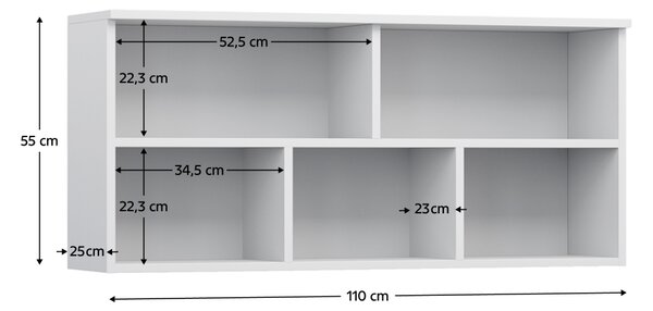 KONDELA Závěsná police, bílá, ABS hrany, FIERA NEW