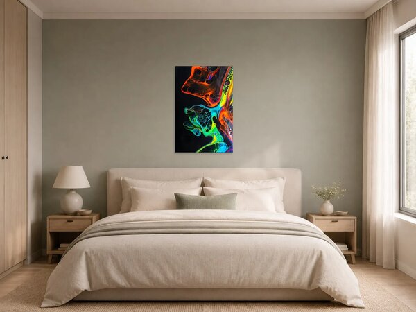 Neonové proudění barev – Jednodílný obraz, 50 × 70 cm