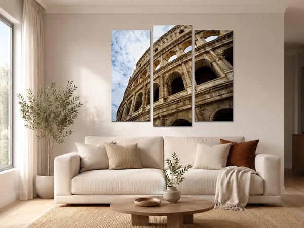 Koloseum pod dramatickou oblohou – Třídílný obraz B, 120 × 80 cm