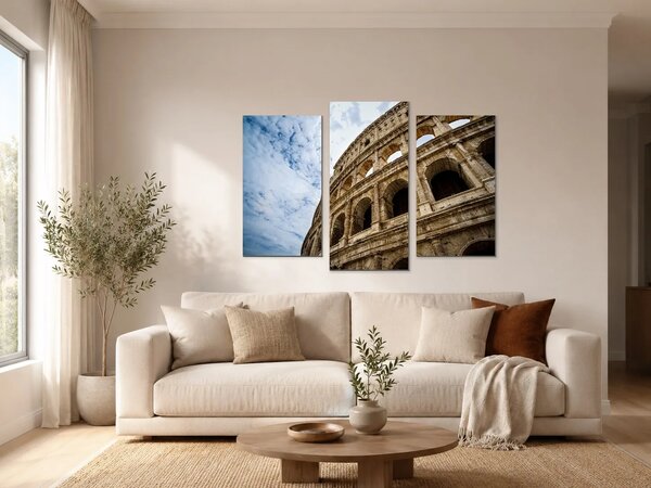 Koloseum pod dramatickou oblohou – Třídílný obraz B, 90 × 60 cm