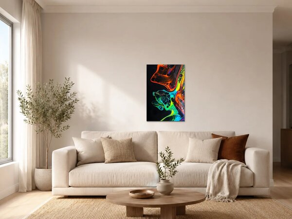 Neonové proudění barev – Jednodílný obraz, 50 × 70 cm