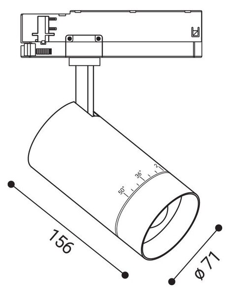 LED2 6095433 LED2 Lištové svítidlo LEON II M, B 8-20W 3000K černá - LED2 Lighting