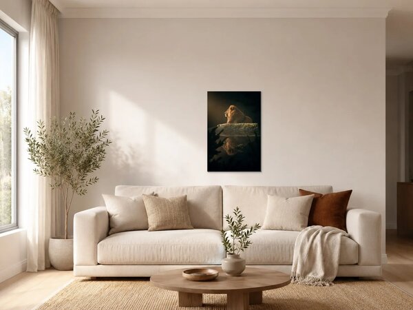 Lev v tichém světle – Jednodílný obraz, 30 × 40 cm