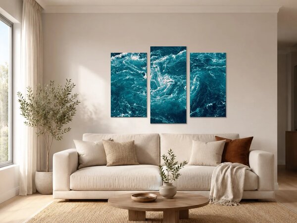 Tyrkysové mořské vlny – Třídílný obraz B, 90 × 60 cm