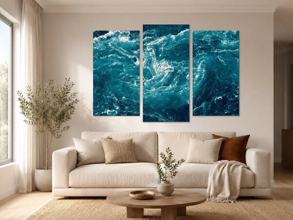 Tyrkysové mořské vlny – Třídílný obraz B, 120 × 80 cm