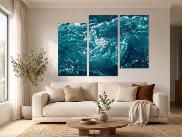 Tyrkysové mořské vlny – Třídílný obraz C, 120 × 80 cm
