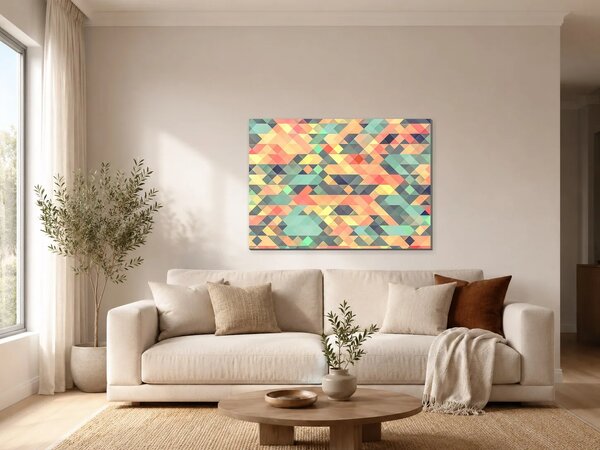 Pastelová geometrická mozaika – Jednodílný obraz, 70 × 50 cm