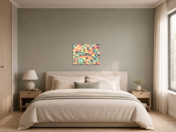 Pastelová geometrická mozaika – Jednodílný obraz, 40 × 30 cm