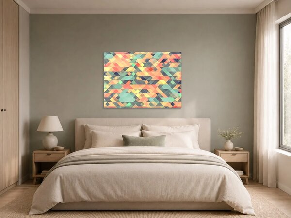 Pastelová geometrická mozaika – Jednodílný obraz, 70 × 50 cm
