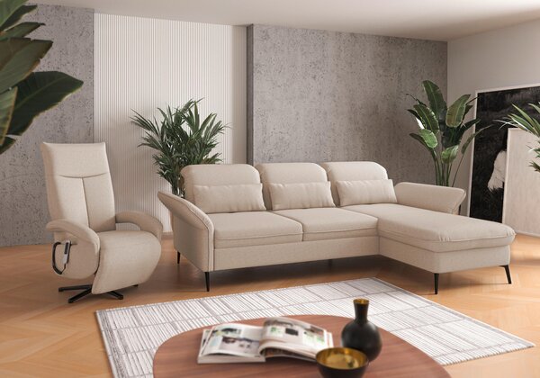 ROHOVÁ SEDAČKA, textil, krémová Sit & More - Sedací soupravy, Online Only