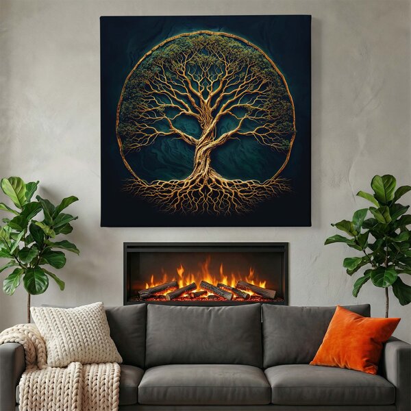 Obraz na plátně - Strom života Emeraldový sen FeelHappy.cz Velikost obrazu (šířka x výška): 60 x 60 cm