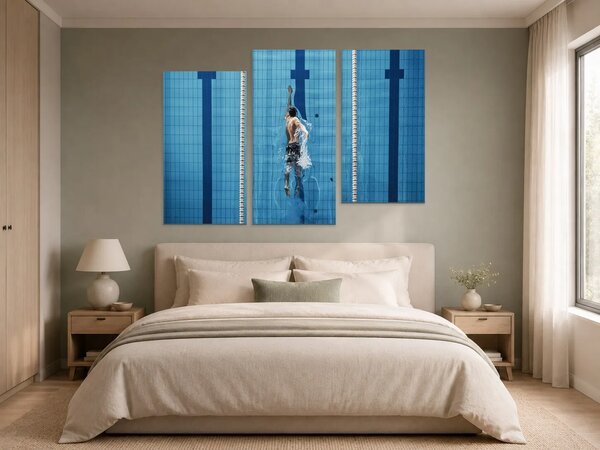 Plavec pod hladinou – Třídílný obraz C, 120 × 80 cm