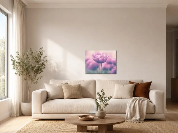 Růžové tulipány v jemném oparu – Jednodílný obraz, 60 × 40 cm